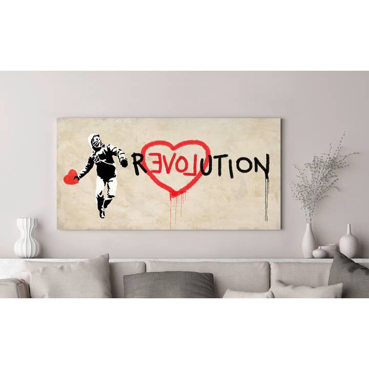 Revolution – lerretstrykk med graffitiuttrykk – miljøbilde