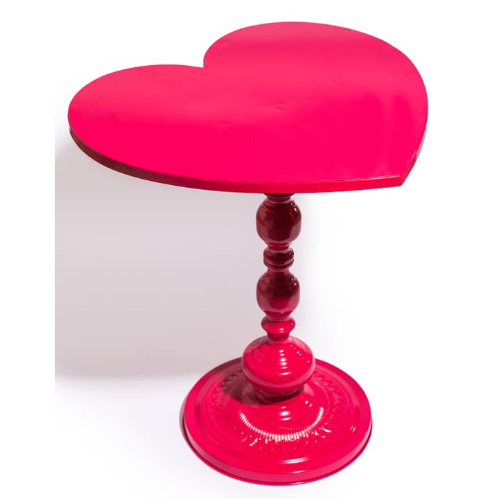 Hjerteformet sidebord – rosa metall – bilde 3