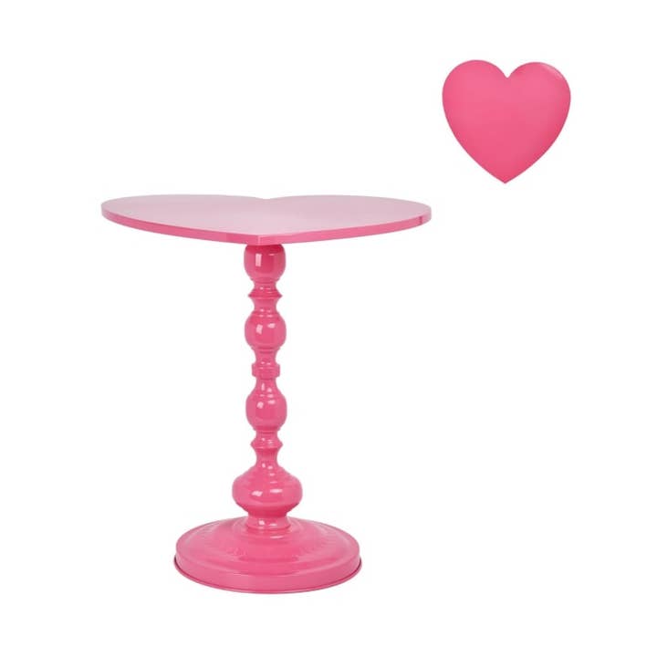 Hjerteformet sidebord – rosa metall – bilde 4