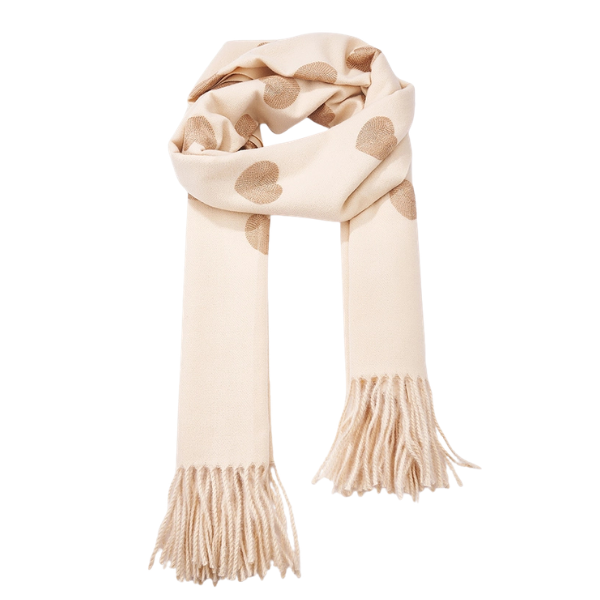 Skjerf med hjertemønster - beige