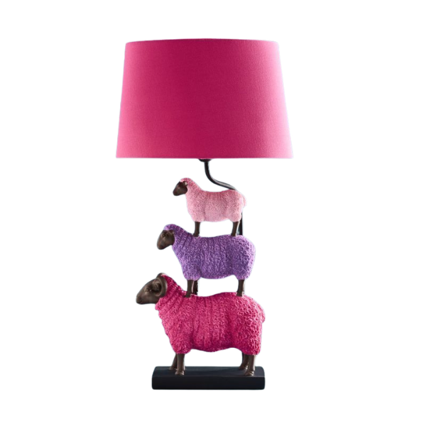 WERNS Colorful Sheep – rosa bordlampe med sauer