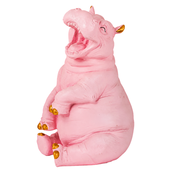 Leende flodhest – rosa figur med gulldetaljer fra McGowan & Rutherford