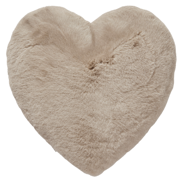 Skinnwille Valentine – hjertepute i kunstpels, nougat 45 × 45 cm